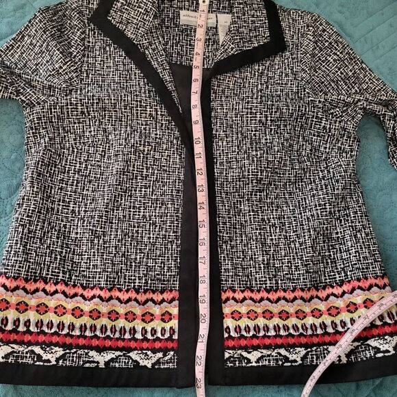 ALFRED DUNNER Women Black Blazer with spread collar open front 3/4 Sleeve 6P - Picture 12 of 15